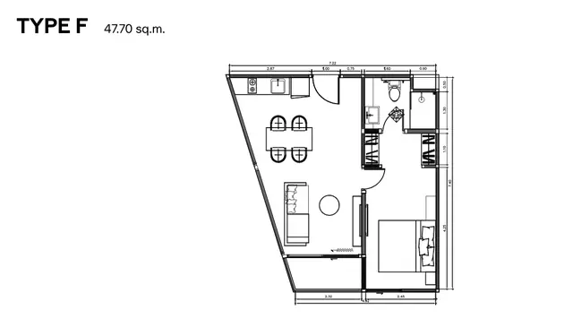 Sun Hills Layan — Тип F — 2 спальни · 47.7 м², Лаян, Пхукет