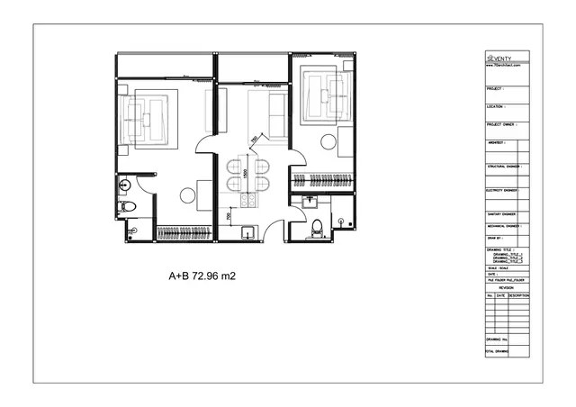 Sun Hills Layan — A+B — 2 спальни · 72.96 м², Лаян, Пхукет