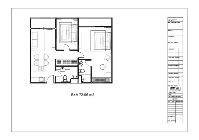 Sun Hills Layan — B+A — 2 спальни · 72.96 м², Лаян, Пхукет