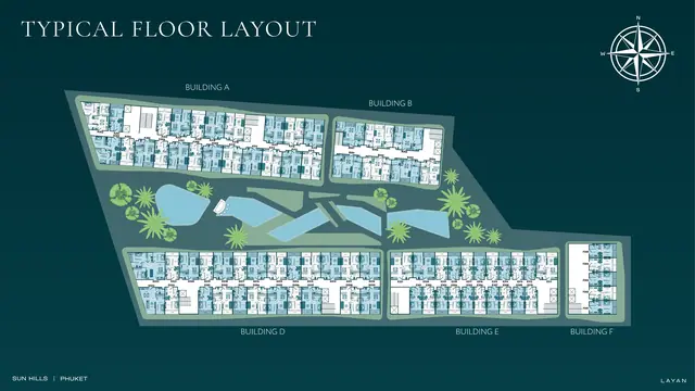 Sun Hills Layan — Типовой этаж: корпуса A, B, D, E, F, Лаян, Пхукет