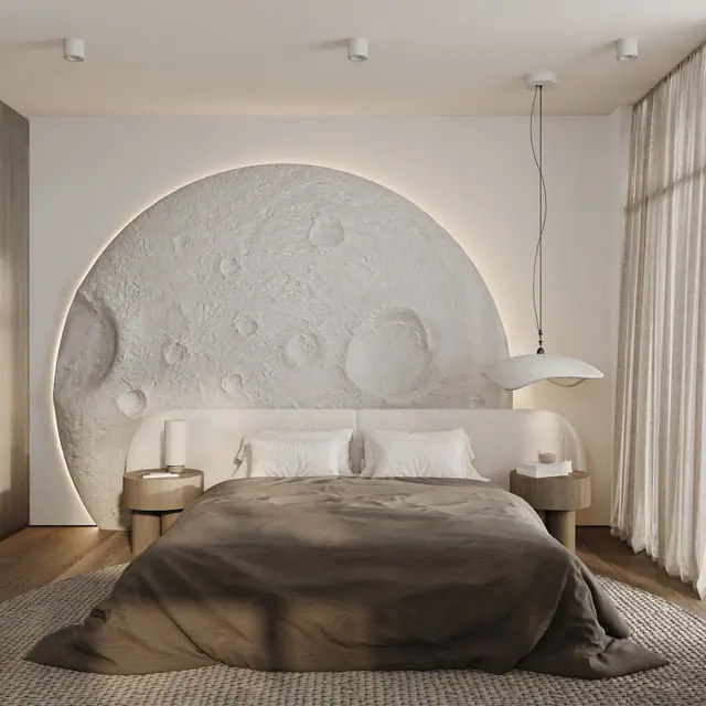 Sunny Moon — Спальня с фактурным панно, Раваи и Най Харн, Пхукет