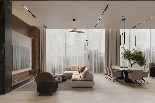 Sunti Villas — Гостиная-столовая единым пространством, Банг Тао и Лагуна, Пхукет