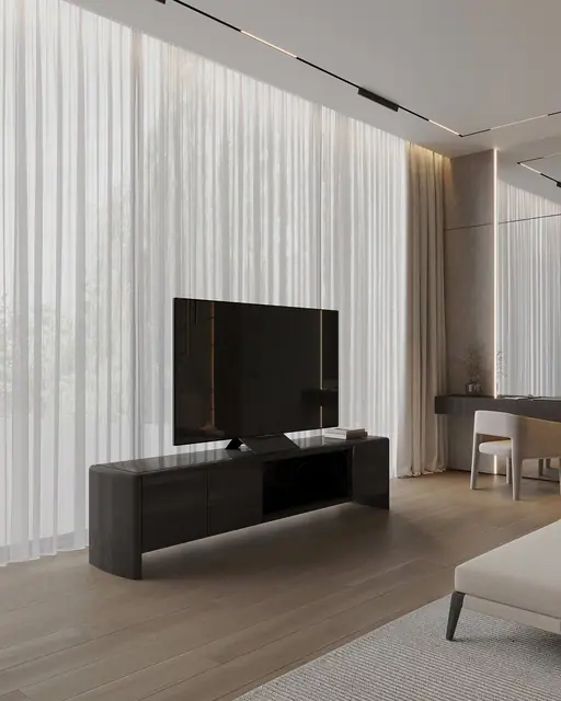 Sunti Villas — ТВ-зона у панорамных штор, Банг Тао и Лагуна, Пхукет