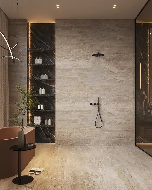 Sunti Villas — Душевая с нишами для полок, Банг Тао и Лагуна, Пхукет
