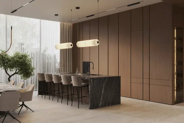 Sunti Villas — Столовая и кухонный остров, Банг Тао и Лагуна, Пхукет