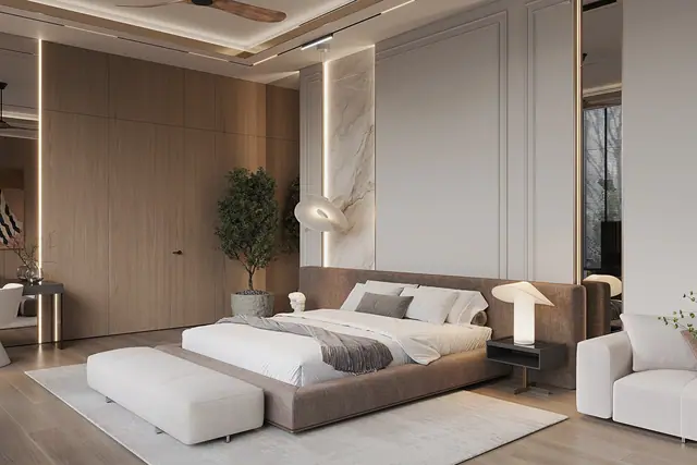Sunti Villas — Мастер-спальня в деревянных панелях, Банг Тао и Лагуна, Пхукет