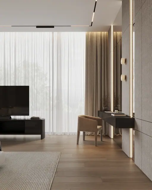 Sunti Villas — Спальня с рабочим столом у окна, Банг Тао и Лагуна, Пхукет