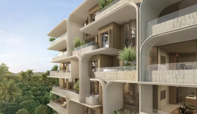Surfhouse Residences — Боковой фасад с озеленёнными балконами, Банг Тао и Лагуна, Пхукет