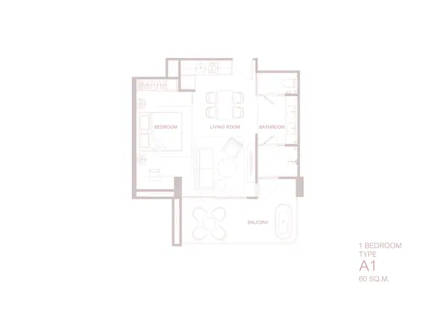 Surfhouse Residences — 1 спальня — тип A1 · 60 м², Банг Тао и Лагуна, Пхукет