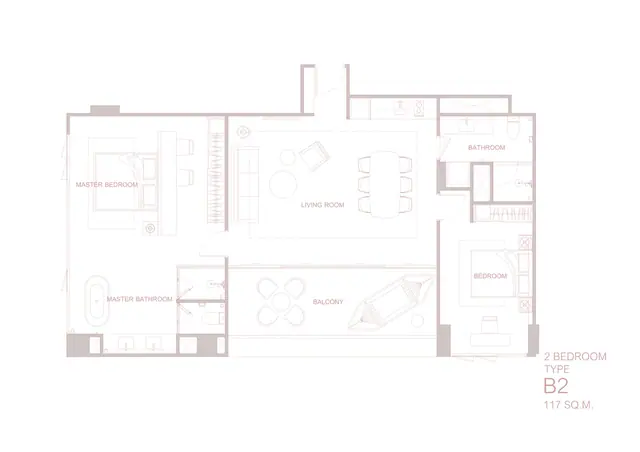 Surfhouse Residences — 2 спальни — тип B2 · 117 м², Банг Тао и Лагуна, Пхукет