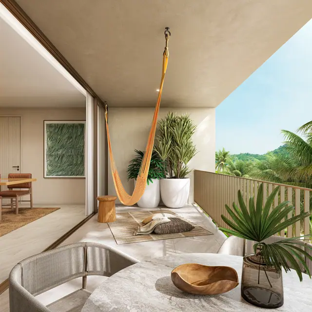 Surfhouse Residences — Балкон с гамаком · тип B1, 2 спальни, Банг Тао и Лагуна, Пхукет