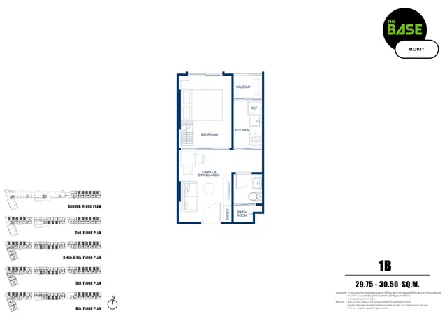 The Base Bukit — Тип 1B — 1 спальня · 29.75–30 м², Чалонг, Пхукет