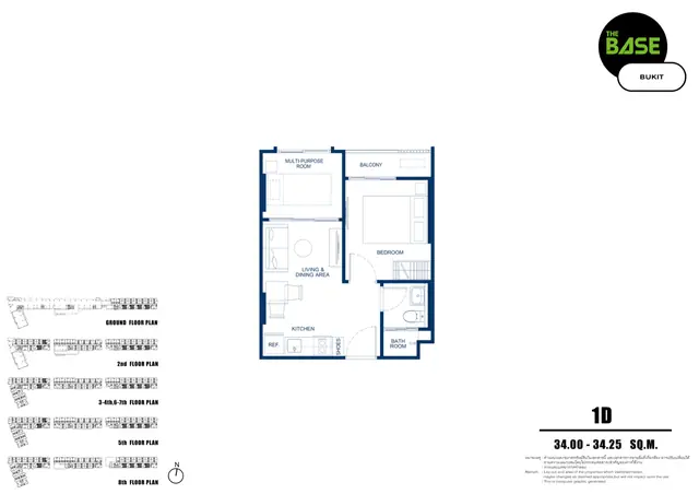 The Base Bukit — Тип 1D — 1 спальня + · 34–34 м², Чалонг, Пхукет