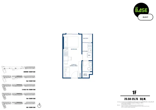 The Base Bukit — Тип 1F — 1 спальня · 25.5–26 м², Чалонг, Пхукет