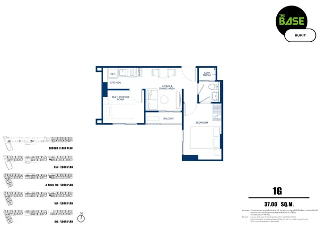 The Base Bukit — Тип 1G — 1 спальня + · 37 м², Чалонг, Пхукет