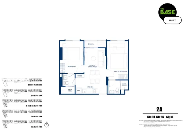 The Base Bukit — Тип 2A — 2 спальни · 50–50 м², Чалонг, Пхукет
