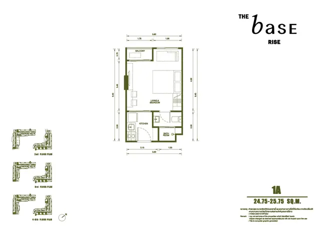 The Base Rise — Тип 1A — студия · 24.75–26 м², Чалонг, Пхукет