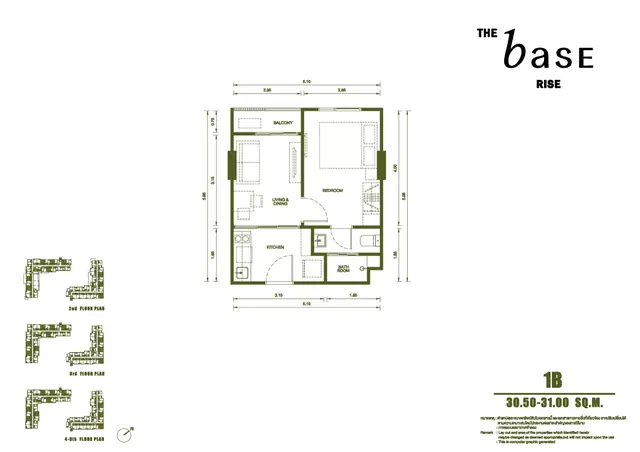 The Base Rise — Тип 1B — 1 спальня · 30.5–31 м², Чалонг, Пхукет