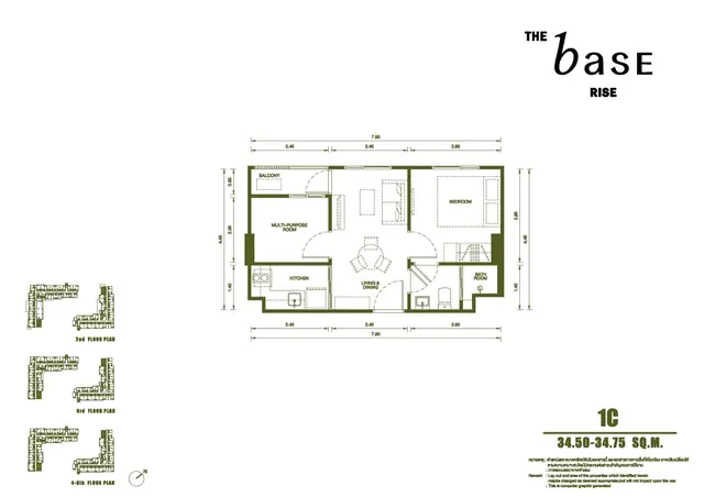 The Base Rise — Тип 1C — 1 спальня + · 34.5–35 м², Чалонг, Пхукет