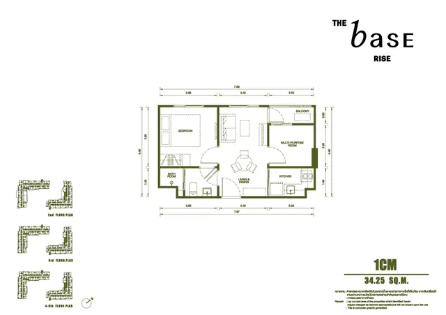 The Base Rise — Тип 1CM — 1 спальня + · 34 м², Чалонг, Пхукет
