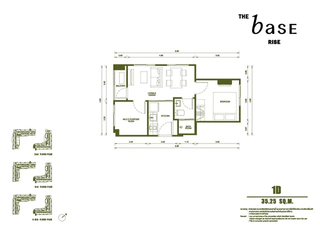 The Base Rise — Тип 1D — 1 спальня + · 35 м², Чалонг, Пхукет