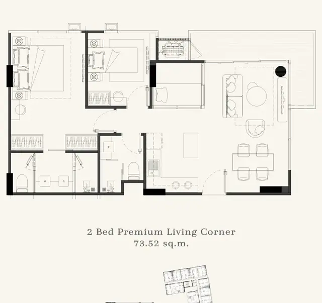 The Gens — 2BR Premium Corner · 74 м², Банг Тао и Лагуна, Пхукет