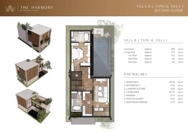 The Harmony by Wallaya Villas — Вилла B — 2-й этаж · 82 м², Банг Тао и Лагуна, Пхукет