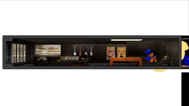 The Harmony by Wallaya Villas — Man Cave: бар, бильярд и лаунж — 3D-разрез, Банг Тао и Лагуна, Пхукет