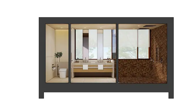 The Harmony by Wallaya Villas — Гостевой санузел с душевой — 3D-разрез, Банг Тао и Лагуна, Пхукет