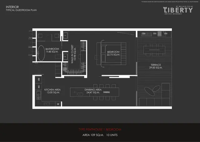 The Liberty — Пентхаус — 1 спальня, 109 м², Банг Тао и Лагуна, Пхукет