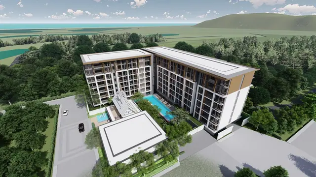 The Ozone Condominium — Комплекс и бассейн с высоты, Банг Тао и Лагуна, Пхукет