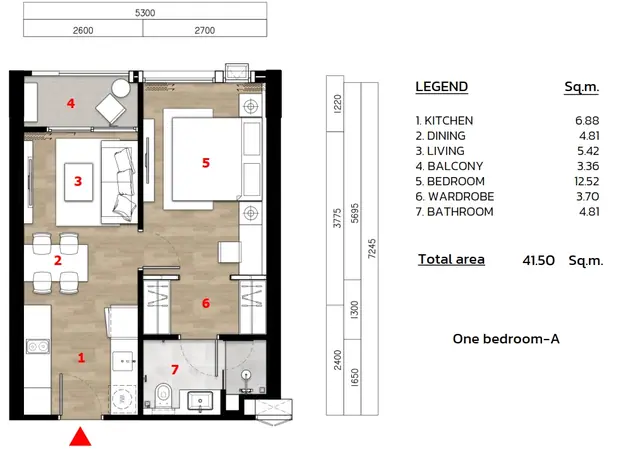 The Ozone Condominium — Тип A · 41–43 м², Банг Тао и Лагуна, Пхукет