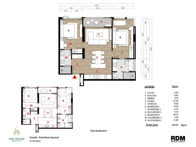 The Ozone Condominium — Room Plan 2BED, Банг Тао и Лагуна, Пхукет