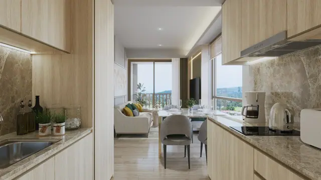 The Ozone Condominium — Кухня и гостиная, Банг Тао и Лагуна, Пхукет