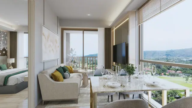The Ozone Condominium — Гостиная-столовая с видом, Банг Тао и Лагуна, Пхукет