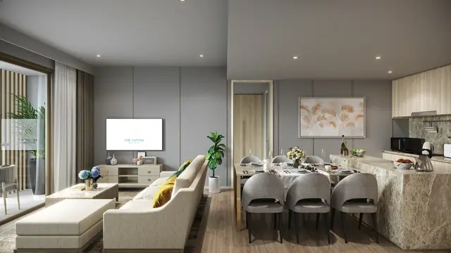 The Ozone Condominium — Гостиная, столовая и кухня, Банг Тао и Лагуна, Пхукет