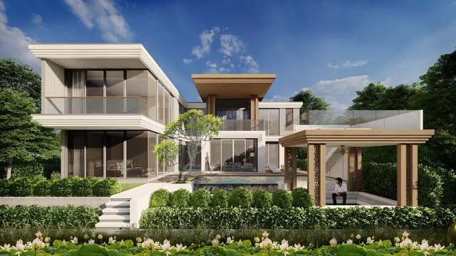 The Ozone Luxury Villas — Вилла с бассейном и салой со стороны сада, Банг Тао и Лагуна, Пхукет