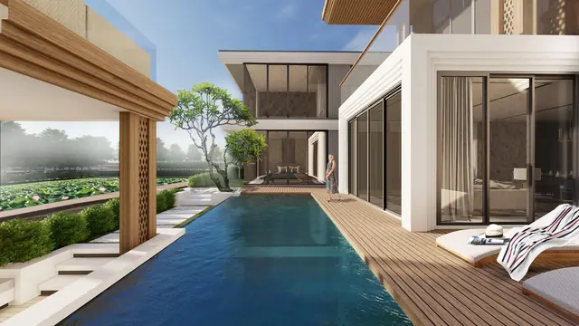 The Ozone Luxury Villas — Длинный бассейн между виллой и салой, Банг Тао и Лагуна, Пхукет
