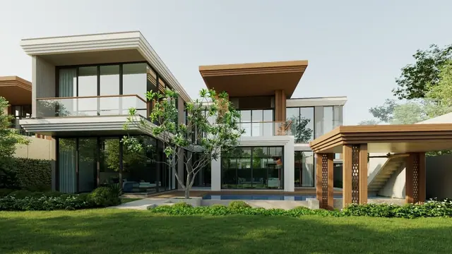 The Ozone Luxury Villas — Вилла с бассейном и салой со стороны газона, Банг Тао и Лагуна, Пхукет