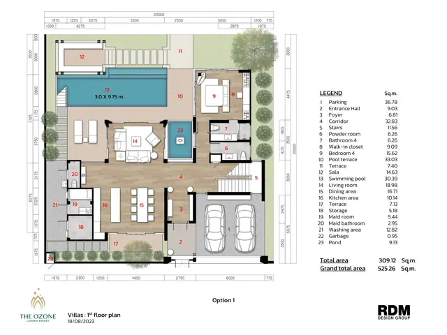 The Ozone Luxury Villas — 1-й этаж, вариант 1: 4 спальни + комната горничной (309 м²), Банг Тао и Лагуна, Пхукет