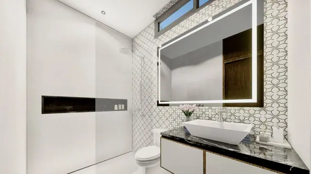 The Ozone Luxury Villas — Ванная с подсвеченным зеркалом · 3 спальни, Банг Тао и Лагуна, Пхукет