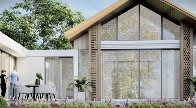 The Ozone Luxury Villas — Фронтон с витражом и обеденной зоной у бассейна · 3 спальни, Банг Тао и Лагуна, Пхукет