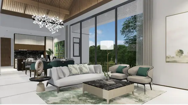 The Ozone Luxury Villas — Гостиная с панорамным остеклением · 3 спальни, Банг Тао и Лагуна, Пхукет