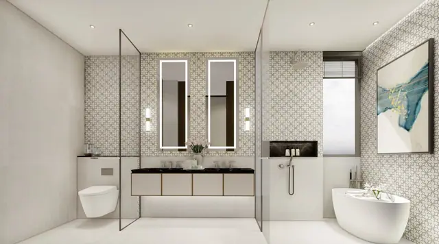 The Ozone Luxury Villas — Ванная с двойной раковиной и ванной · 3 спальни, Банг Тао и Лагуна, Пхукет