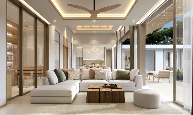 The Ozone Luxury Villas — Просторная гостиная с выходом к бассейну · Campus Villa, Банг Тао и Лагуна, Пхукет
