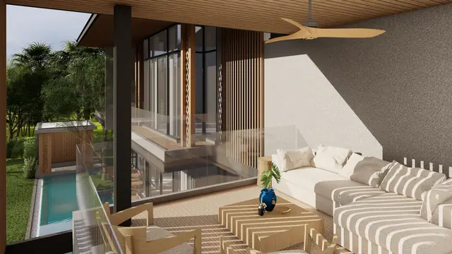 The Ozone Luxury Villas — Лаунж под навесом с видом на бассейн · 4+1 спальня, Банг Тао и Лагуна, Пхукет
