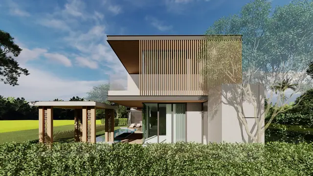 The Ozone Luxury Villas — Вилла с салой и бассейном с угла · 4+1 спальня, Банг Тао и Лагуна, Пхукет