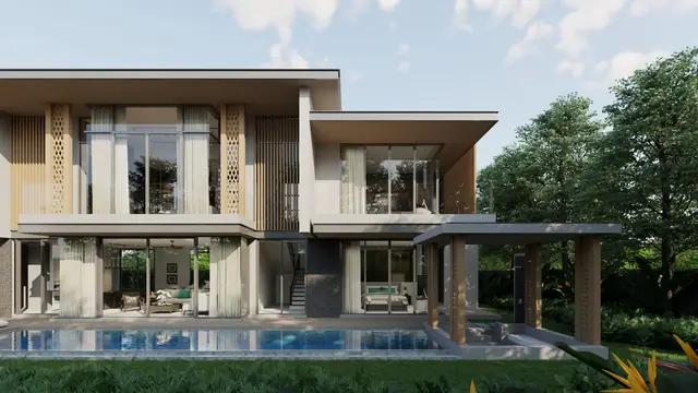 The Ozone Luxury Villas — Вилла с бассейном с углового ракурса · 4+1 спальня, Банг Тао и Лагуна, Пхукет