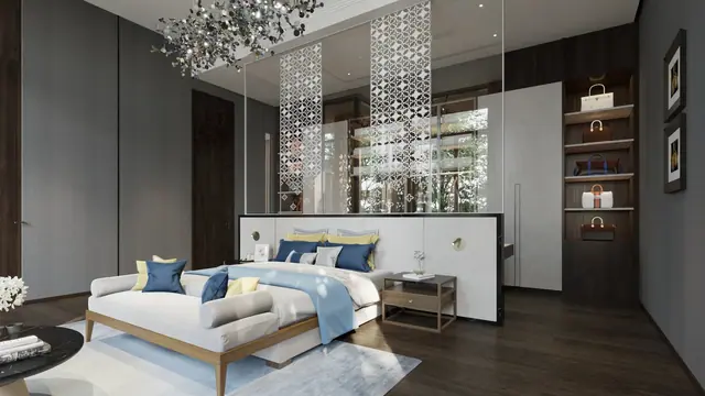 The Ozone Luxury Villas — Мастер-спальня с гардеробом и люстрой · 4+1 спальня, Банг Тао и Лагуна, Пхукет