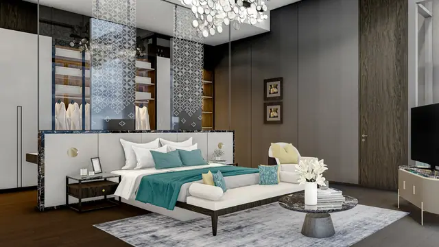 The Ozone Luxury Villas — Мастер-спальня с ТВ-зоной и гардеробом · 4+1 спальня, Банг Тао и Лагуна, Пхукет